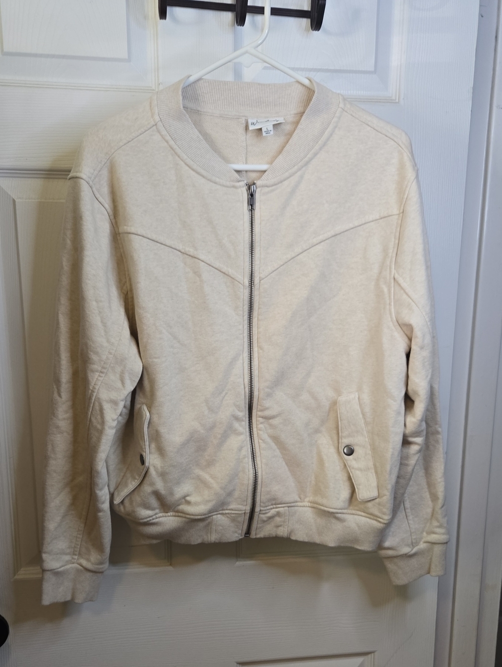 Wonderly Cream Zip-Front Bomber Jacket